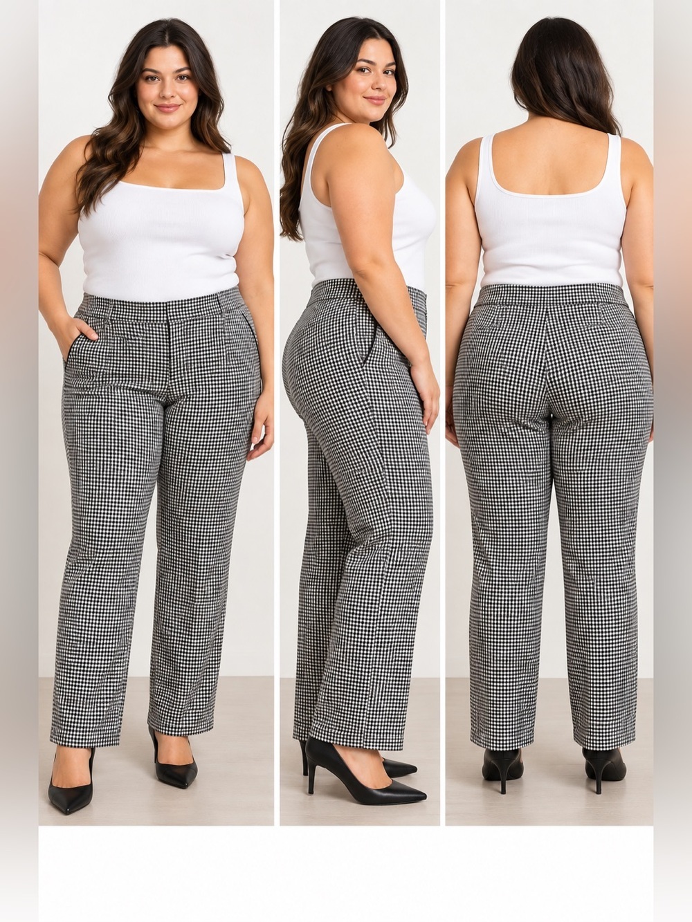 J. Jill Black & White Gingham Stretch Pants 16 Tall